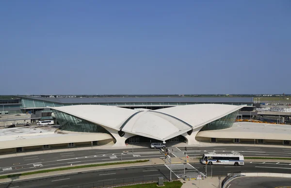 Areala Visa historiska twa flight center och jetblue terminal 5 på john f kennedy internationella flygplats — Stockfoto