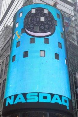 The headquarters of the NASDAQ Stock Exchange, the second largest trading market in the world in Times Square clipart