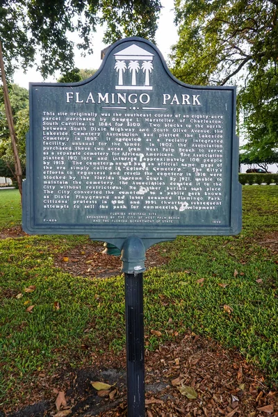 West Palm Beach Florida April 2021 Flamingo Park West Palm — Stock Photo, Image