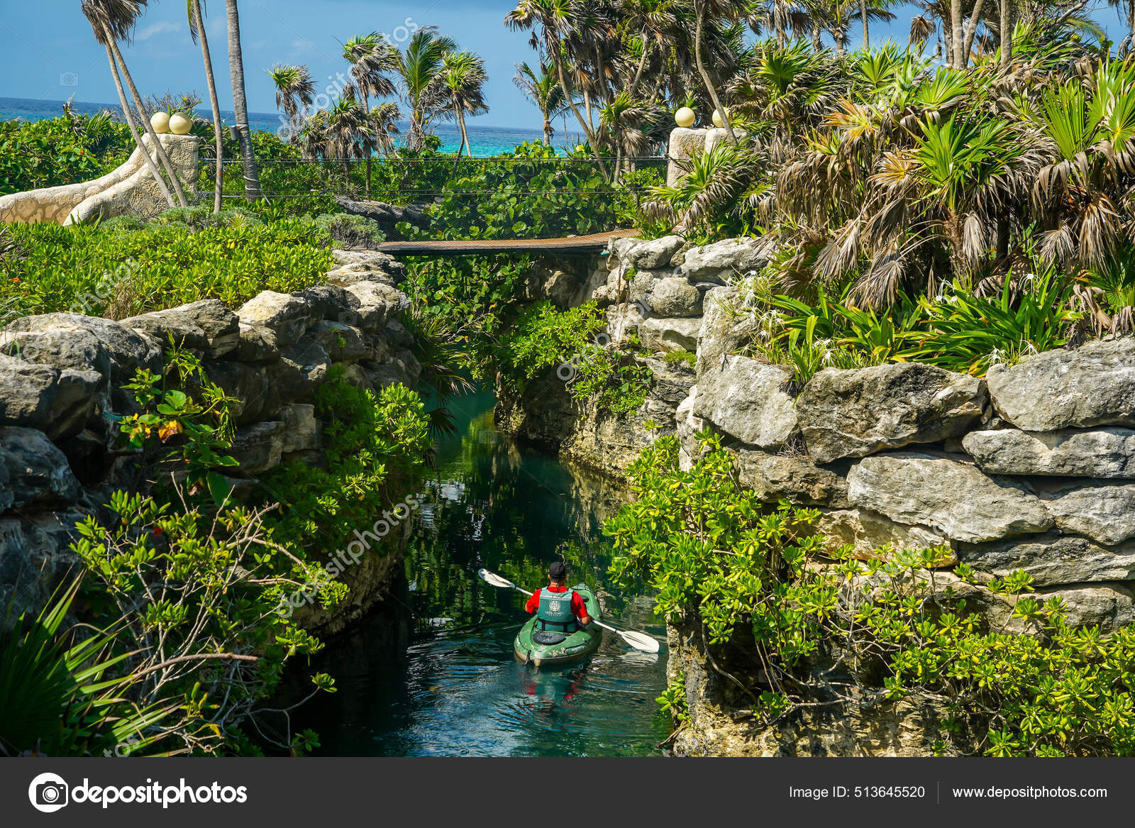 Playa Del Carmen Mexico July 2021 Kayaking Hotel Xcaret Mexico Stock