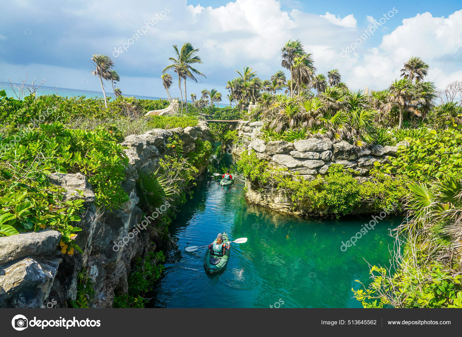 Playa Del Carmen Mexico July 2021 Kayaking Hotel Xcaret Mexico Stock
