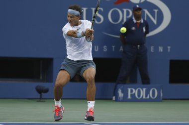 Twelve times Grand Slam champion Rafael Nadal during semifinal match at US Open 2013 against Richard Gasquet clipart