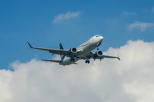 New York October 2021 Aeromexico Boeing 737 Max Descending Landing — Stock Photo, Image