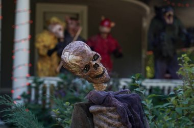 BrooKLYN, NEW YORK - 19 Ekim 2021: Brooklyn, New York 'ta Cadılar Bayramı süslemeleri