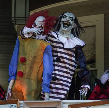 BrooKLYN, NEW YORK - 19 Ekim 2021: Brooklyn, New York 'ta Cadılar Bayramı süslemeleri