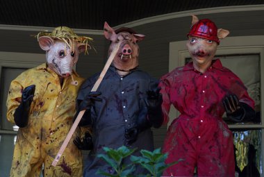 BrooKLYN, NEW YORK - 19 Ekim 2021: Brooklyn, New York 'ta Cadılar Bayramı süslemeleri