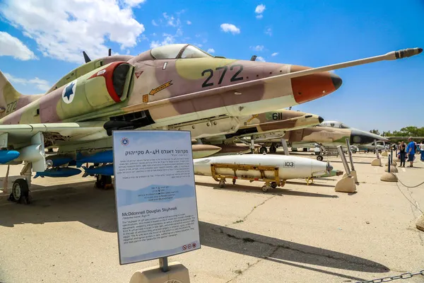 Hatzerim Israel Mayo 2017 Mcdonnell Douglas Skyhawk Avión Ataque Exhibición — Foto de Stock