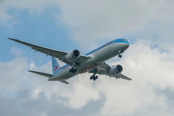 New York Octobre 2021 Boeing 787 Dreamliner Neos Airline Descend — Photo