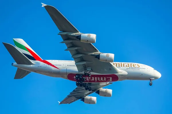 New York November 2021 Emirates Airlines Airbus A380 New York — Stok fotoğraf