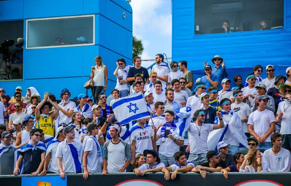 Melbourne Australia Styczeń 2016 Izraelscy Fani Tenisa Flagami Podczas Australian — Zdjęcie stockowe