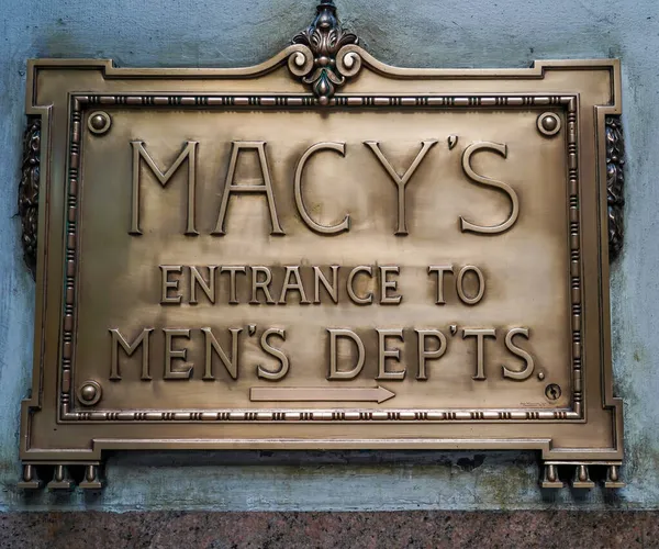 Нью Йорк Ноября 2021 Года Подпись Macy Herald Square Бродвее — стоковое фото