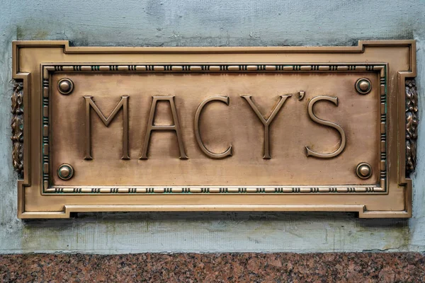 Нью Йорк Ноября 2021 Года Подпись Macy Herald Square Бродвее — стоковое фото