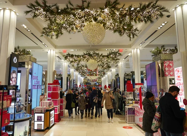 New York November 2021 Christmas Decor Believe Campaign Theme Macy — Stock Photo, Image