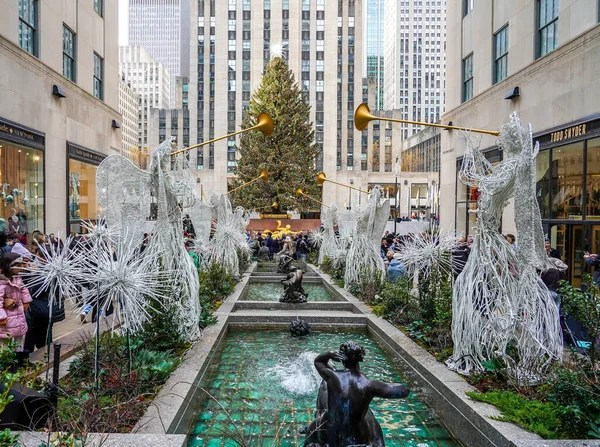 New York City December 2021 Angel Christmas Decorations Christmas Tree — Stock Photo, Image