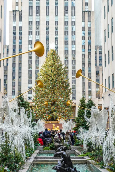 New York City December 2021 Angel Christmas Decorations Christmas Tree — Stock Photo, Image
