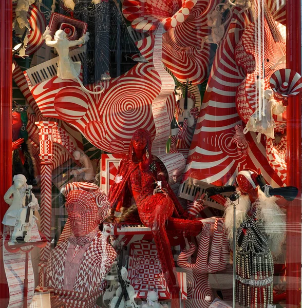 New York December 2021 Christmas Windows Decoration Bergdorf Goodman Department — Stockfoto