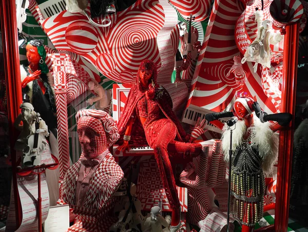 New York December 2021 Christmas Windows Decoration Bergdorf Goodman Department — стоковое фото