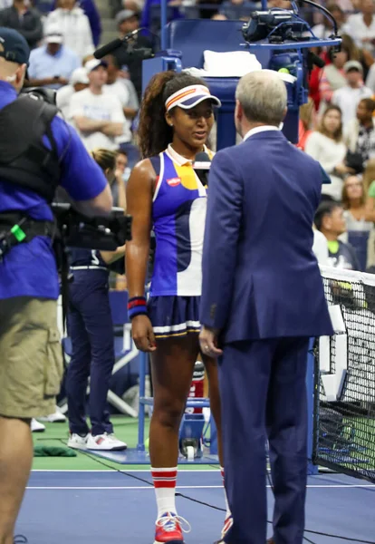 New York August 2017 Professionell Tennisspelare Naomi Osaka Japan Domstolsintervju — Stockfoto