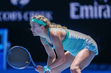 MELBOURNE, AUSTRALIA - JANUARY 25, 2016: Grand Slam Champion Victoria Azarenka of Belarus in action during 2016 Australian Open round 4 match at Rod Laver Arena in Melbourne Park