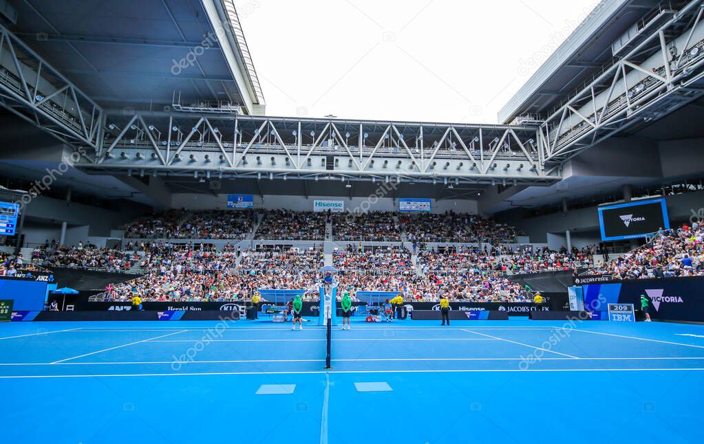 MELBOURNE, AUSTRALIA - JANUARY 22, 2016: Rod Laver arena during 2016 Australian Open match at Australian tennis center in Melbourne Park. It is the main venue for the Australian Open since 1988