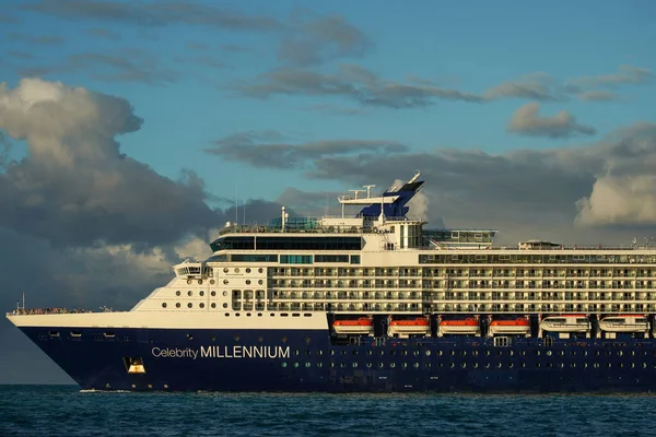 John Antigua Barbuda January 2022 Celebrity Millennium Ship Leaving Port — стоковое фото