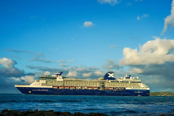 John Antigua Barbuda January 2022 Celebrity Millennium Ship Leaving Port — Photo