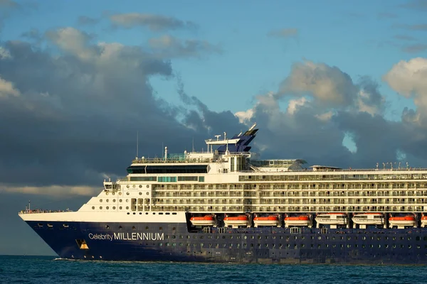 John Antigua Barbuda January 2022 Celebrity Millennium Ship Leaving Port — стоковое фото