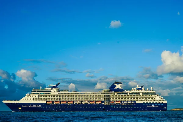 John Antigua Barbuda January 2022 Celebrity Millennium Ship Leaving Port — Stock Fotó