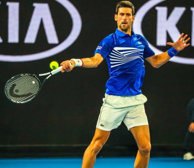 MELBOURNE, AUSTRALYA - JANUARY (21 Ocak 2019) Grand Slam şampiyonu Novak Cokoviç, Melbourne Park 'ta oynanan 2019 Avustralya Açık' ta oynanan 4.