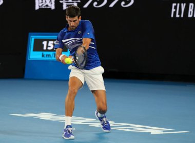 MELBOURNE, AUSTRALYA - JANUARY (21 Ocak 2019) Grand Slam şampiyonu Novak Cokoviç, Melbourne Park 'ta oynanan 2019 Avustralya Açık' ta oynanan 4.