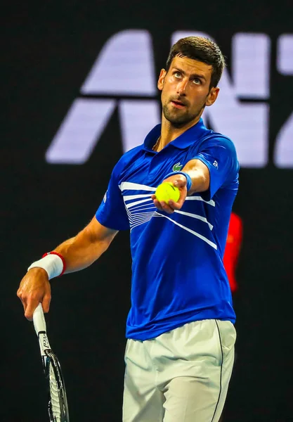 Melbourne Australia Styczeń 2019 Razy Mistrz Wielkiego Szlema Novak Djokovic — Zdjęcie stockowe