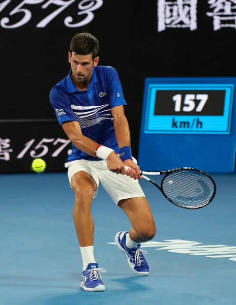 Melbourne Austrália Janeiro 2019 Vezes Campeão Grand Slam Novak Djokovic — Fotografia de Stock
