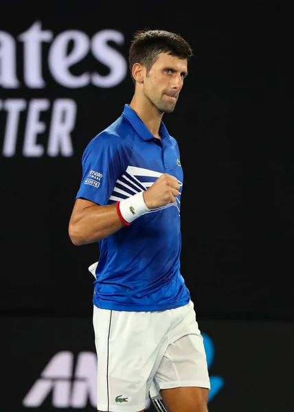 Melbourne Austrália Janeiro 2019 Vezes Campeão Grand Slam Novak Djokovic — Fotografia de Stock