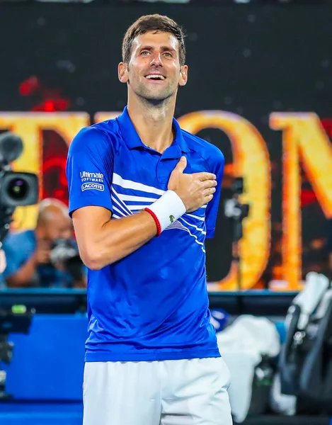 Melbourne Australya Ocak 2019 Grand Slam Şampiyonu Novak Cokoviç Melbourne — Stok fotoğraf