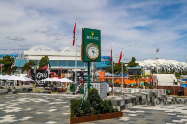 MELBOURNE, AUSTRALYA - 27 Ocak 2019: Avustralyalı tenis taraftarları Melbourne Park 'ta 2019 Avustralya Açık tenis sahasında