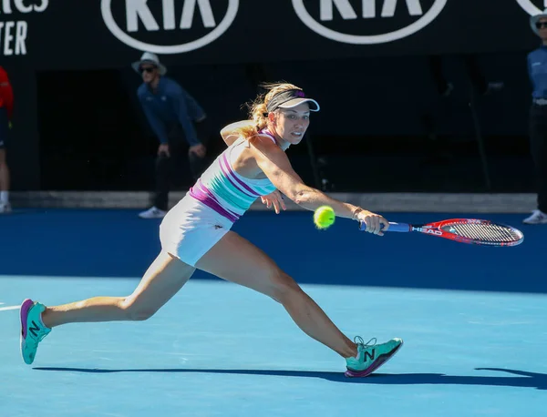 Melbourne Australia January 2019 美国职业网球选手Danielle Collins在2019年墨尔本公园澳大利亚公开赛四分之一决赛中的表现 — 图库照片