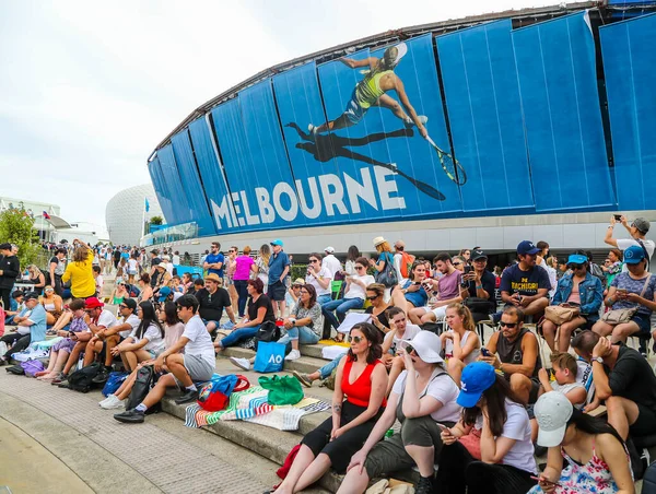 Melbourne Australia 2019年1月27日 2019年澳大利亚墨尔本公园网球公开赛期间澳大利亚网迷在澳大利亚网球中心球场上的表演 — 图库照片