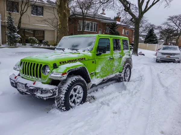 Brooklyn New York Janvier 2022 Voiture Sous Neige Brooklyn New — Photo