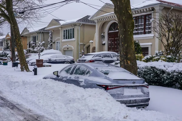 Brooklyn New York Gennaio 2022 Auto Sotto Neve Brooklyn New — Foto Stock