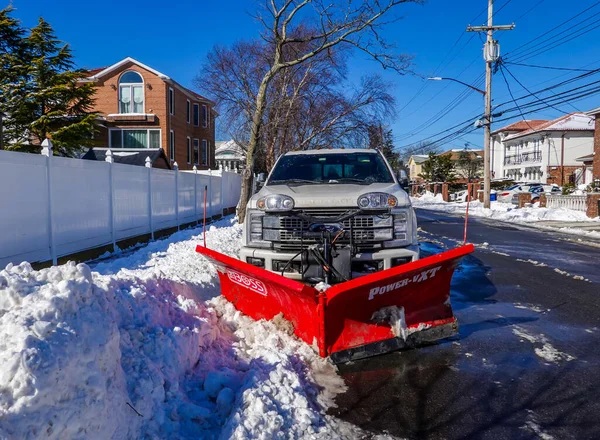 Brooklyn New York Januar 2022 Schneepflug Lkw Brooklyn Bereit Straßen — Stockfoto