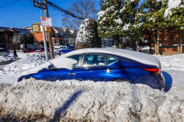 Car Snow Brooklyn New York Massive Winter Storm Kenan Strikes — Stock Photo, Image