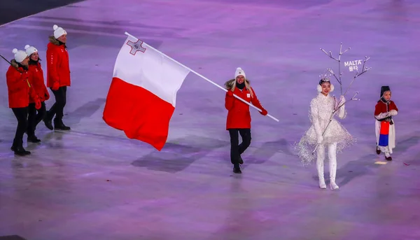 Pyeongchang Südkorea Februar 2018 Die Olympische Mannschaft Maltas Marschierte Zur — Stockfoto