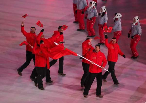 Pyeongchang Corée Sud Février 2018 Équipe Olympique Marocaine Est Rendue — Photo