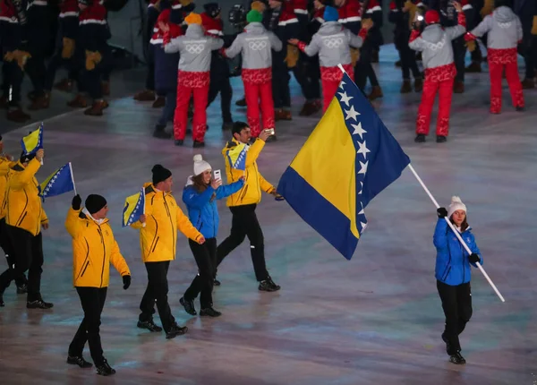 Pyeongchang Νοτια Κορεα Φεβρουαριου 2018 Ολυμπιακή Ομάδα Της Βοσνίας Ερζεγοβίνης — Φωτογραφία Αρχείου
