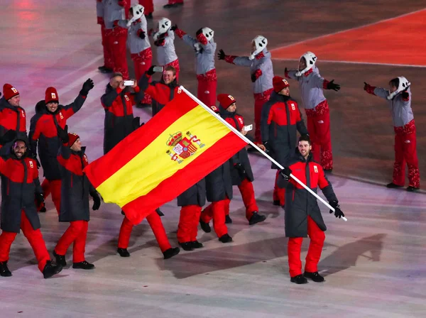 Pyeongchang Corea Del Sur Febrero 2018 Equipo Olímpico Español Entró —  Fotos de Stock