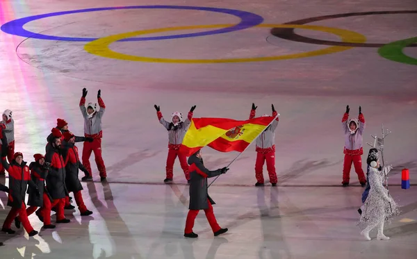 Pyeongchang South Korea February 2018 Spanish Olympic Team Marched Pyeongchang — Stock Photo, Image