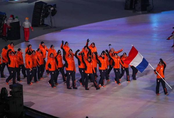 Pyeongchang South Korea 2018 Február Holland Olimpiai Csapat Bevonult 2018 — Stock Fotó