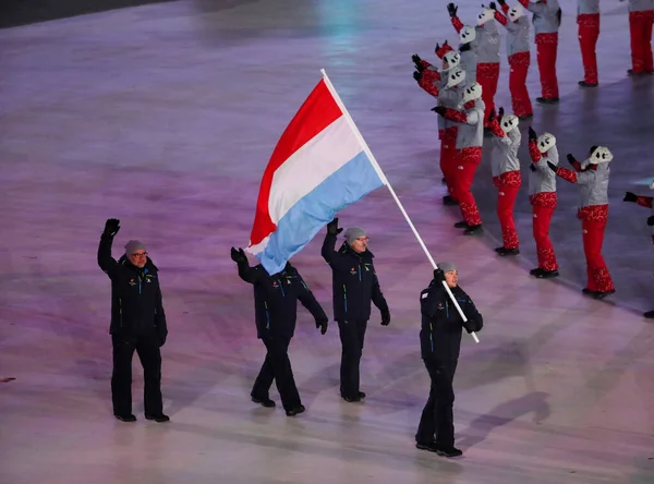 Pyeongchang Südkorea Februar 2018 Olympiateam Luxemburg Marschierte Zur Eröffnungsfeier Der — Stockfoto