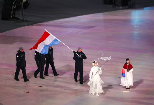 Pyeongchang Coreia Sul Fevereiro 2018 Equipe Olímpica Luxemburgo Marchou Para — Fotografia de Stock