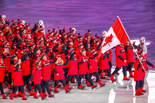 Pyeongchang Corea Del Sur Febrero 2018 Equipo Olímpico Canadá Marchó — Foto de Stock